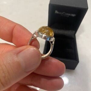 Rutilated Quartz Cabochon Cocktail Ring in Sterling Silver